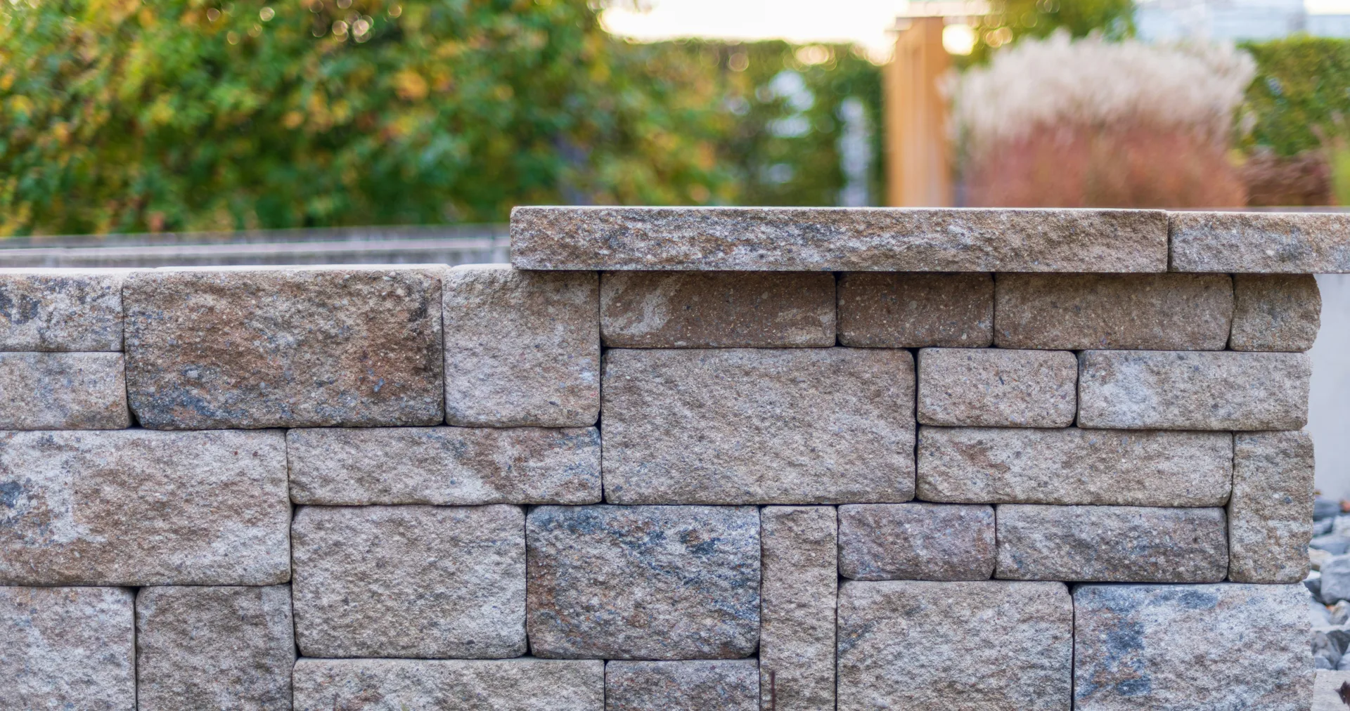 Interlock retaining wall along a waterfront property near Lake Couchiching, Orillia